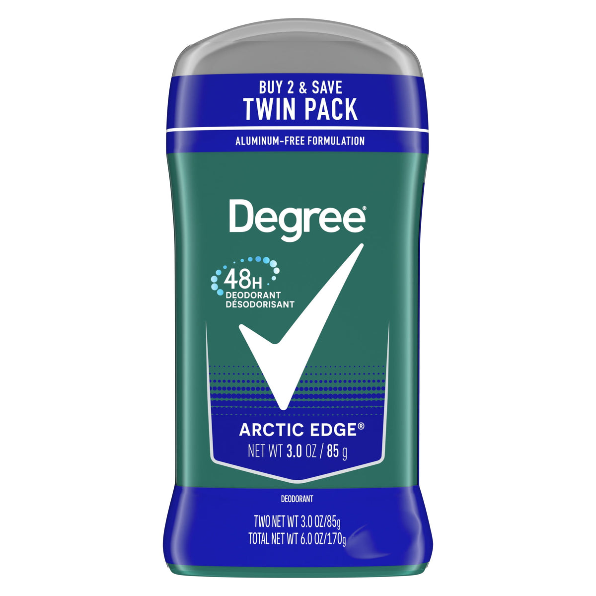 Degree Long Lasting Men's Deodorant Stick Twin Pack, Arctic Edge, 3 oz