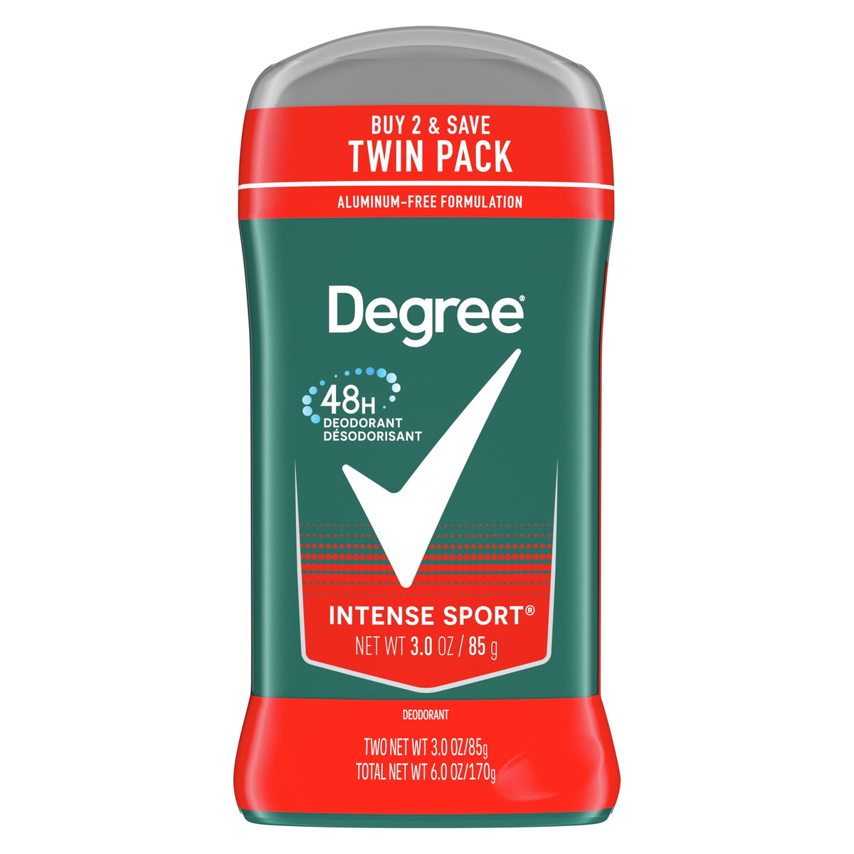 Degree Men Original Deodorant 48-Hour Odor Protection Intense Sport Deodorant For Men 3 oz Twin