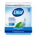 Dial Antibacterial Bar Soap, Refresh & Renew Spring Water Deodorant Bar, 4 oz (12 Bars)
