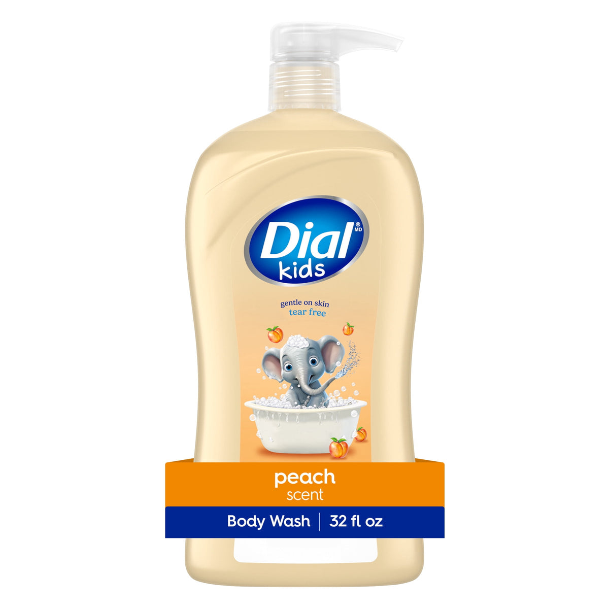 Dial Kids All-in-1 Body Wash, Hair Wash & Bubble Bath, Ages 2+, Tear-Free, Peach, 32 oz