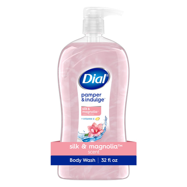 Dial Body Wash, Pamper & Indulge Silk & Magnolia, 32 Fl Oz, Hydraclean Complex & Vitamin E, Gentle, Leaves Skin Feeling Nourished