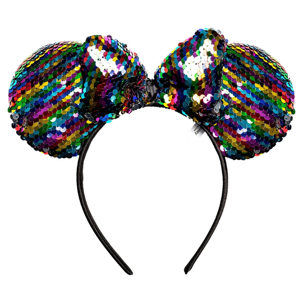 Girl's Disney Minnie Mouse Rainbow Sequin Bow Ears Headband