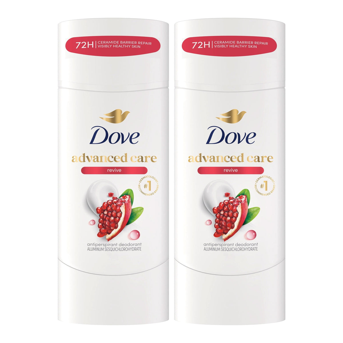 Dove Advanced Care Antiperspirant Deodorant For Women Revive 72 Hour Sweat And Odor Protection, 2.6 oz Twin Pack