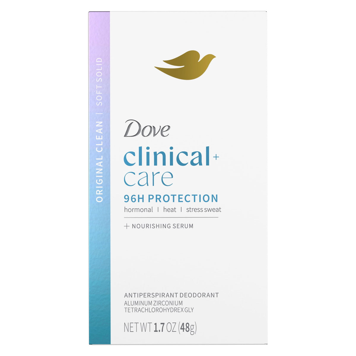 Dove Clinical + Care Antiperspirant Deodorant Soft Solid for Women Original Clean, 1.7 oz