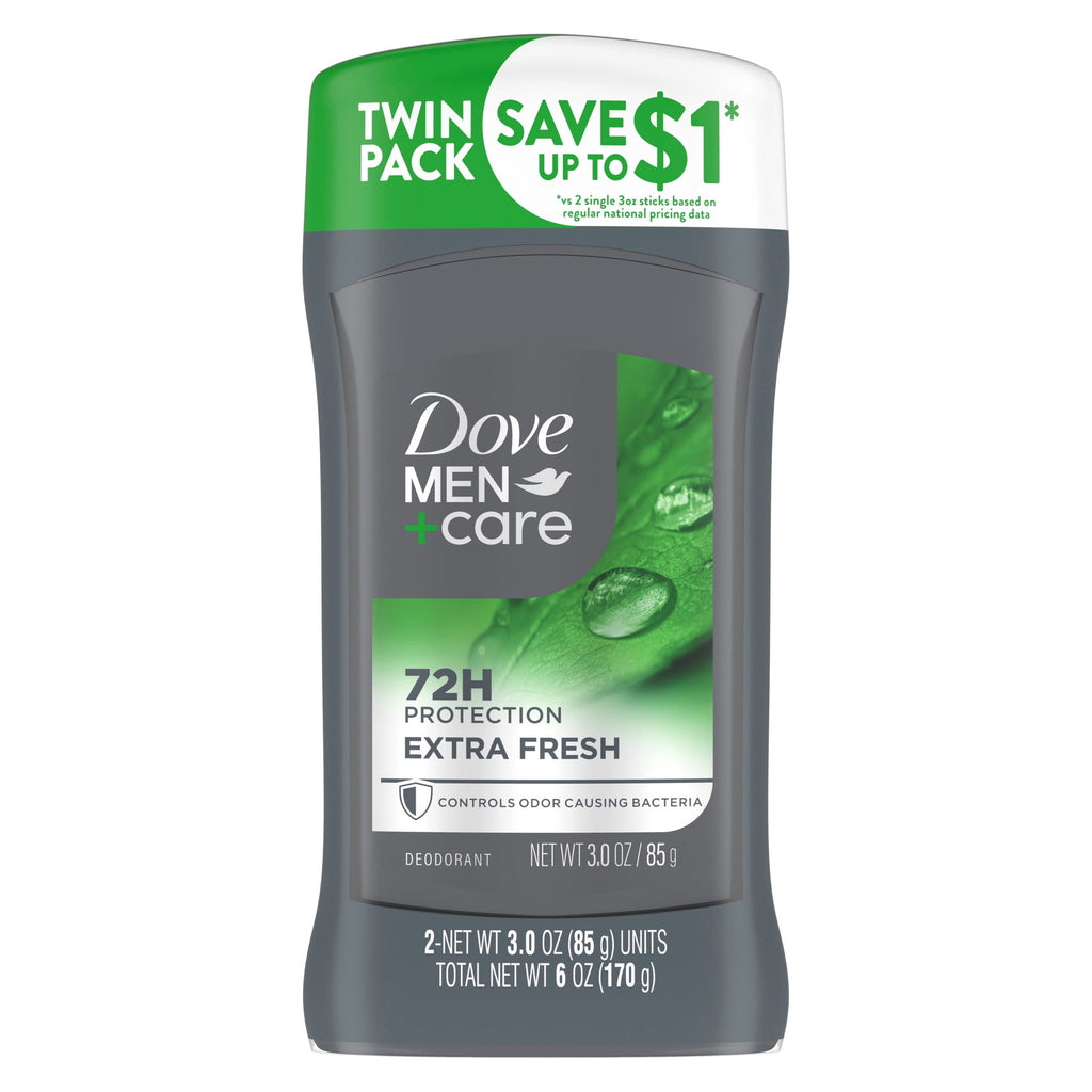 Dove Men+Care Aluminum-Free Deodorant for Men Extra Fresh 72-Hour Odor Protection, 3 oz, 2 Count
