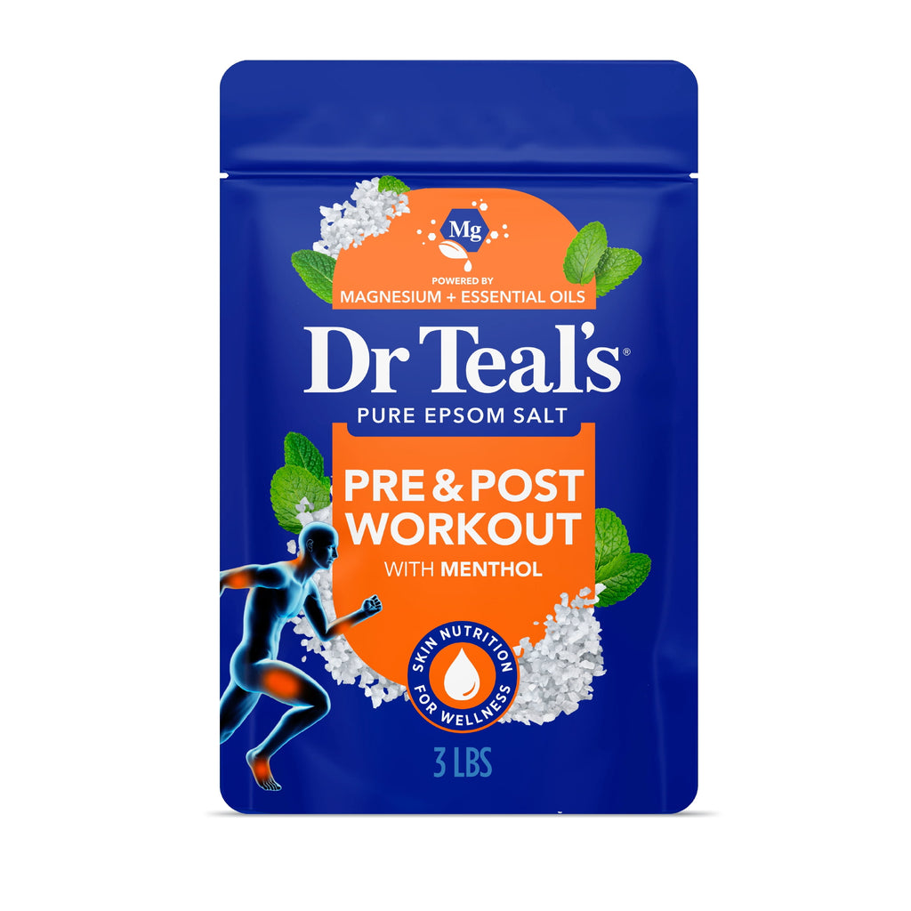 Dr Teal's Epsom Salt Magnesium Soak, Pre & Post Workout with Menthol, 3 lbs