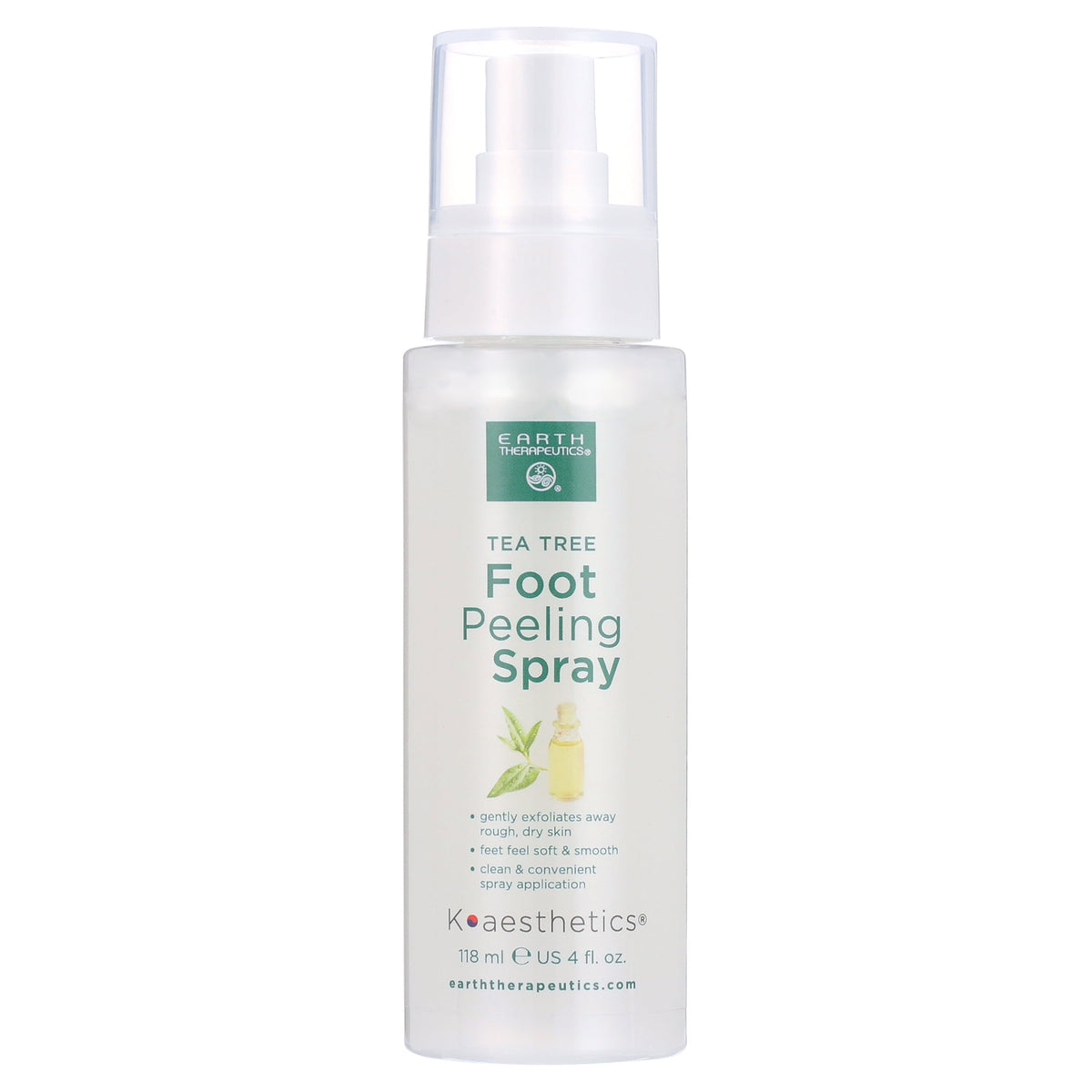 Earth Therapeutics Tea Tree Oil Foot Peeling Spray, 4 fl oz, Exfoliating Treatment for Rough, Dry Skin