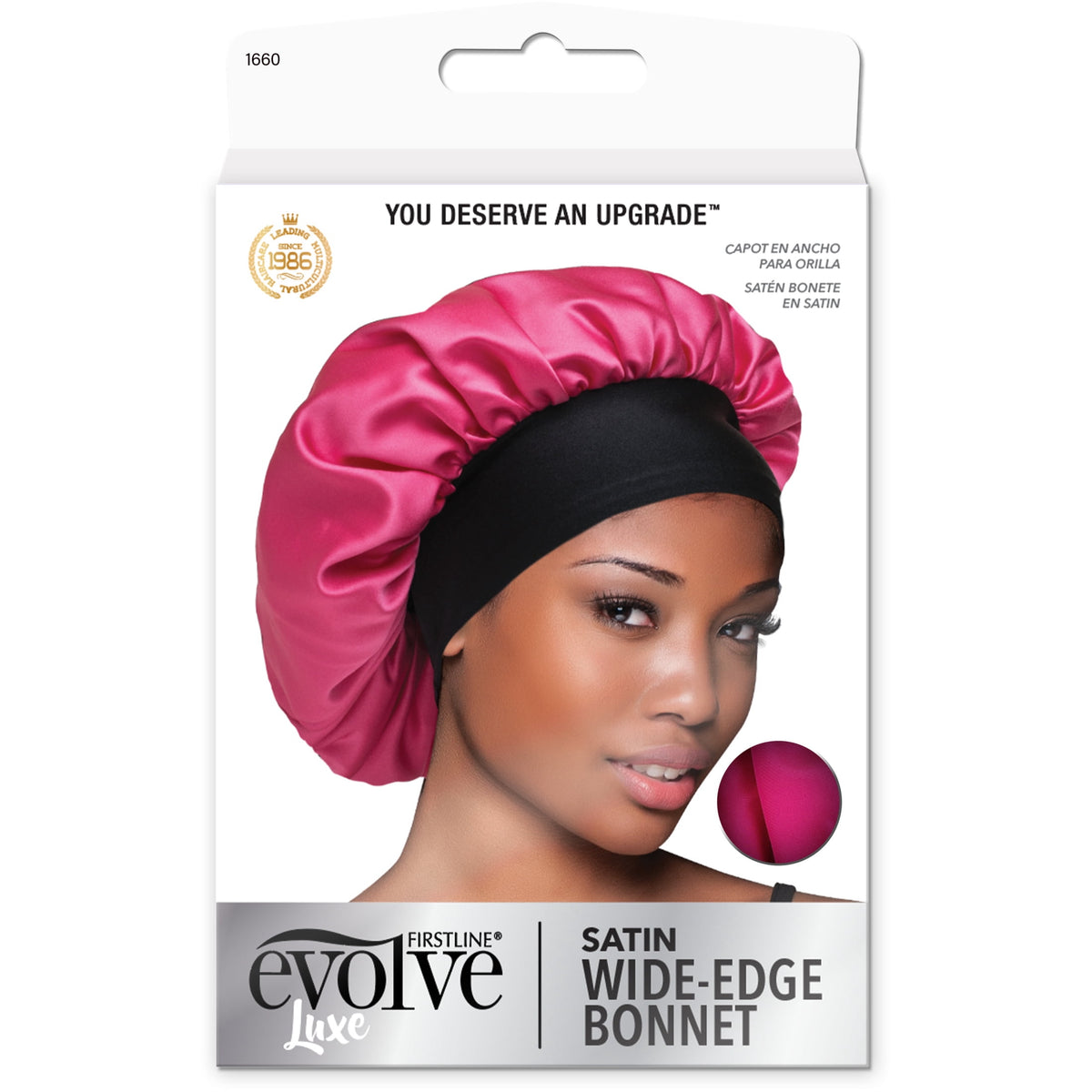Evolve Satin Wide-Edge Bonnet for Evening Protection, Fuchsia, Single Pack