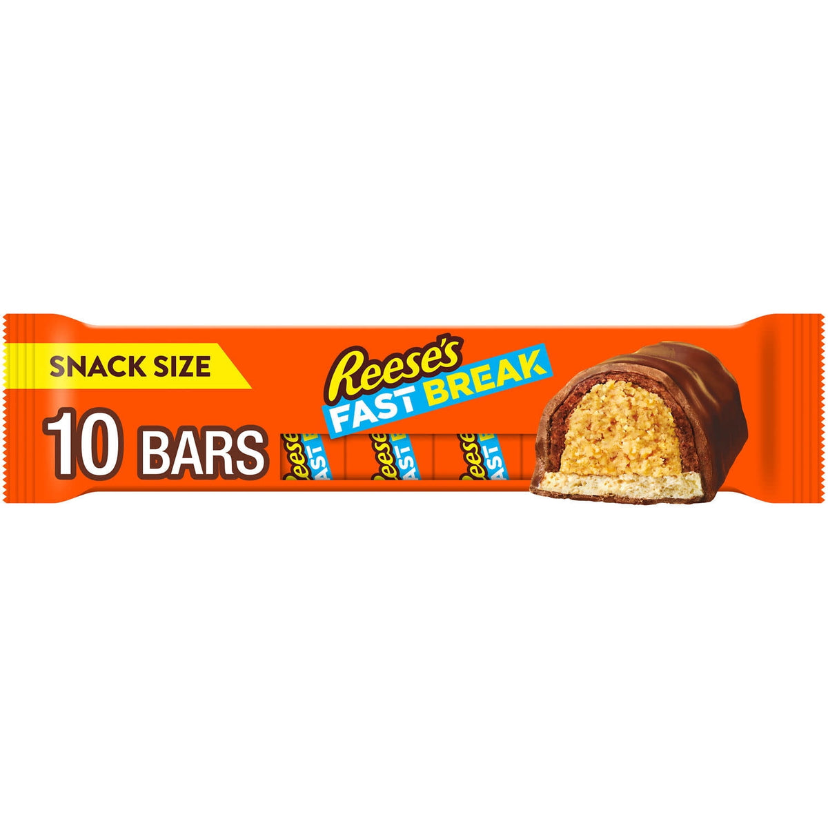 Reese's Fast Break Milk Chocolate Nougat Chocolate Candy Bars, Snack Size, .67 oz (10 Count)