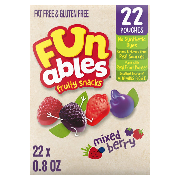 Funables Fruity Snacks, Mixed Berry Flavored Snacks, 0.8 oz, 22 Count