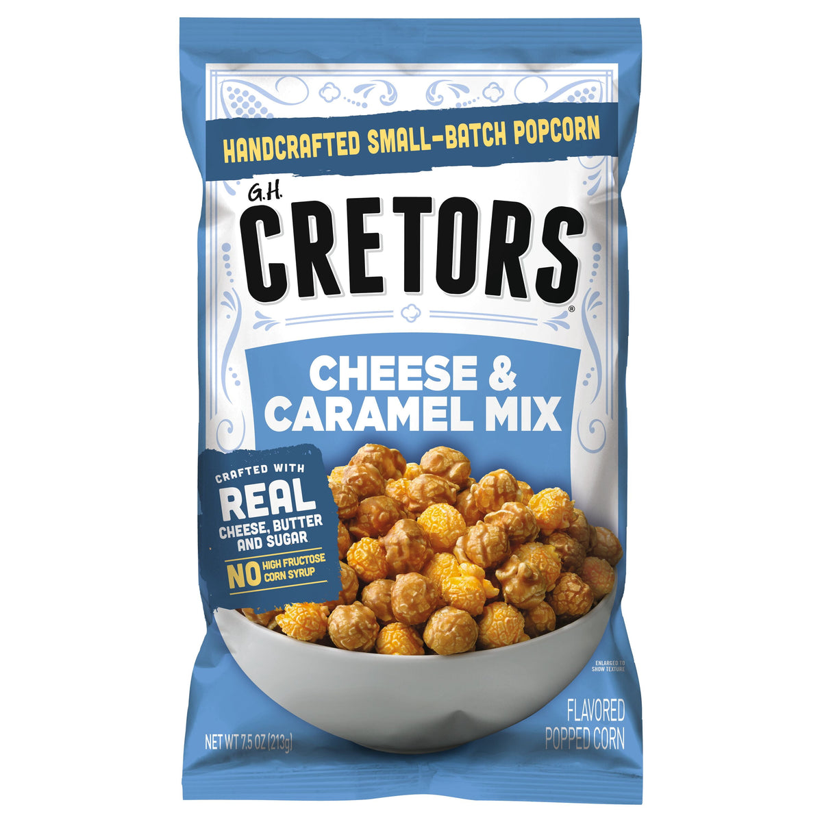G.H. Cretors Handcrafted Small-Batch Cheese & Caramel Popcorn Mix, 7.5 oz, Gluten-Free Snack
