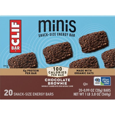 CLIF Bar Mini Chocolate Brownie Granola Protein Bar Made with Organic Oats - 19.8oz/20pk