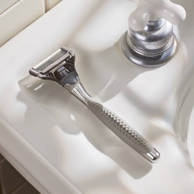 Harry's Original Razor Handle for Men with 2 Razor Blade Cartridges - Chrome: 5 Blades, Manual, Reusable, Face Use