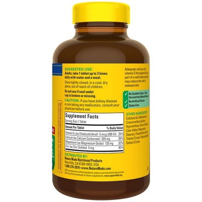 Nature Made Calcium Magnesium Zinc with Vitamin D3, Calcium Supplement for Bone Support, USP Verified - 300 Tablets
