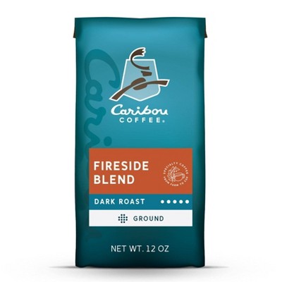 Caribou Coffee Fireside Dark Roast Ground Coffee - 12oz: Rainforest Alliance Certified, Arabica Beans