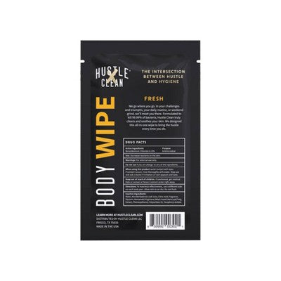 Hustle Clean Body Wipes 1pk/10pc: Hypoallergenic, Witch Hazel, Travel Size