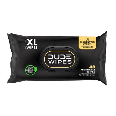 DUDE Wipes Shea Butter Flushable Wipes Infused with Coconut Oil - 144ct