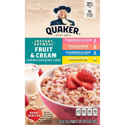 Quaker Fruit & Cream Instant Oatmeal Variety - 8ct/9.8oz