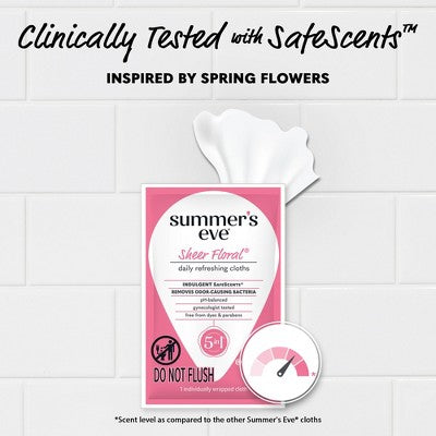 Summer's Eve Sheer Floral 5-in-1 Feminine Wipes - 12ct