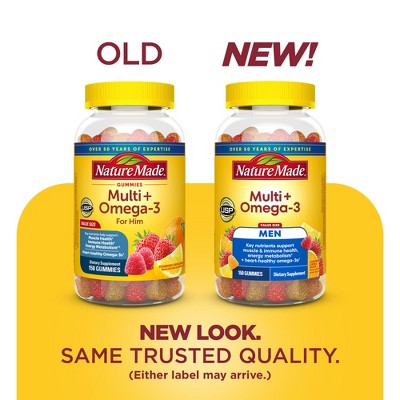 Nature Made Mens Multivitamin Gummies Plus Omega 3 Gummies, USP Verified - 150ct