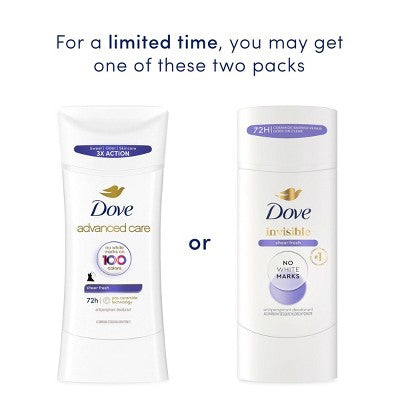 Dove Beauty Advanced Care Sheer Fresh 72-Hour Women's Antiperspirant & Deodorant Stick - 2.6oz