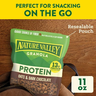 Nature Valley Protein Oats 'n Dark Chocolate Crunchy Granola - 11oz: Cholesterol Free, No Artificial Flavors