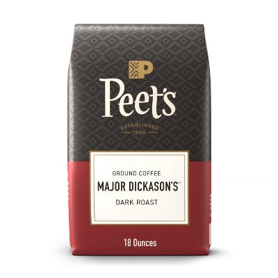 Peet's Major Dickason Dark Roast Ground Coffee - 18oz: Arabica Beans, Spice Flavor