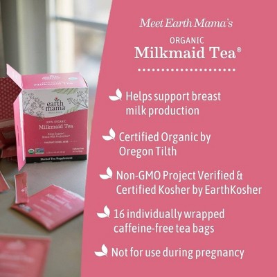 Earth Mama Organic Milkmaid for Lactation and Breast Milk Production Herb Bagged Teas - 16ct
