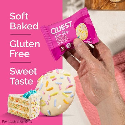 Quest Nutrition Bake Shop Birthday Cake Flavor Frosted Cookies - 5g Protein - 7.04oz/8ct