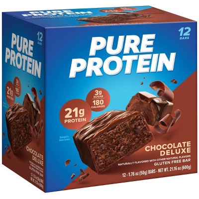 Pure Protein Chocolate Deluxe Whey Protein Isolate Bar - 21g Protein - 12ct