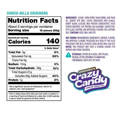 Crazy Candy Freeze Dried Candy - Choco-Nilla Crunch - 2oz