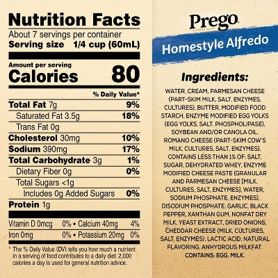 Prego Pasta Sauce Homestyle Alfredo Sauce - 14.5oz: No Artificial Colors, No High Fructose Corn Syrup, Mild Spice