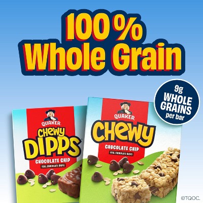 Quaker Chewy Reduced Sugar Chocolate Chip Granola Bars - 15.2oz/18ct: No Artificial Preservatives, No Artificial Flavors