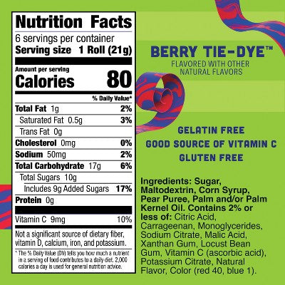 Fruit by the Foot Tie Dye Fruit Snacks - 6ct: Gluten-Free, No Artificial Sweeteners