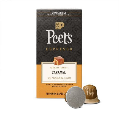 Peet's Coffee Caramel Dark Roast Espresso Capsules - 10ct: Compatible With Nespresso Original Line, Arabica Beans