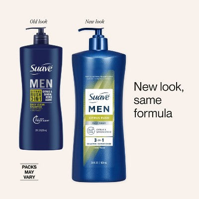 Suave Men Professionals 3-in-1 Shampoo + Conditioner + Body Wash, Citrus Rush