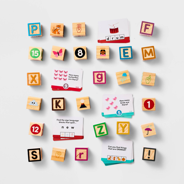 Wooden Blocks Activity - Gigglescape™: Educational Letter Blocks, Storage Box, 78 Pieces, Ages 3+