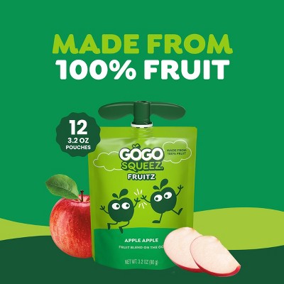 GoGo SqueeZ No Sugar Added Applesauce and Fruit Puree Apple Apple - 3.2oz/12ct