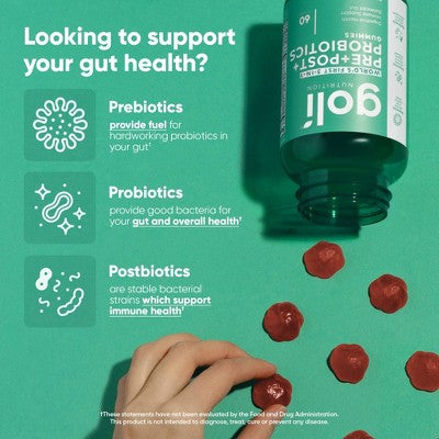 Goli Nutrition Pre + Post + Probiotics Vegan Gummies - 60ct
