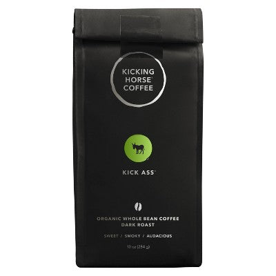 Kicking Horse Coffee Kick *** Dark Roast Fair Trade Certified Organic Whole Bean Coffee - 10oz
