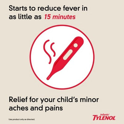 Infants' Tylenol Pain Reliever and Fever Reducer Liquid Drops - Acetaminophen - Grape - 2 fl oz