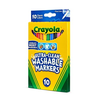 Crayola 10ct Ultra Clean Washable Fine Line Markers, Classic Colors, Classroom Must Haves for Teachers, School Supplies, Ages 3+