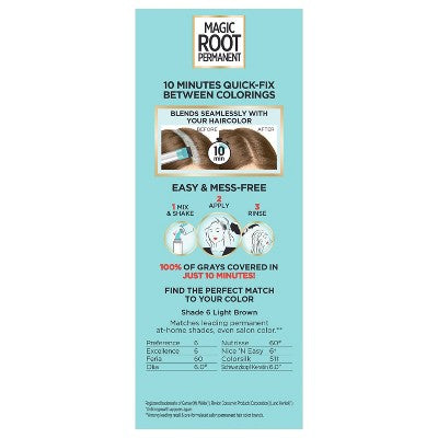 L'Oreal Paris Root Rescue Permanent Hair Color - Light Brown 6
