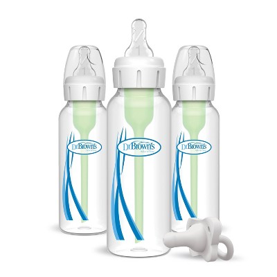 Dr. Brown's 8oz Anti-Colic Options+ Narrow Baby Bottle with Level 1 Slow Flow Nipple & HappyPaci Pacifier - 0m+