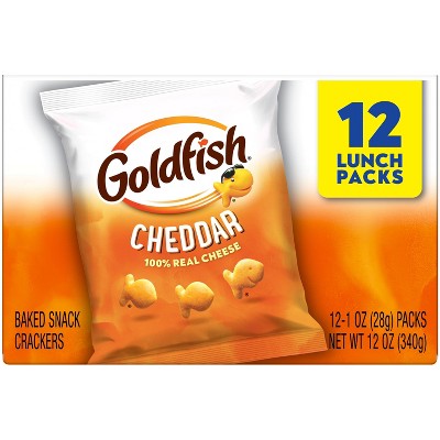 Goldfish Cheddar Crackers Snack Packs - 1oz/12ct: No Artificial Preservatives, No Artificial Flavors, No High Fructose Corn Syrup