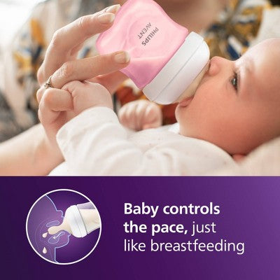 Philips Avent Natural Baby Bottles with Response Nipples - Pink - 4oz/3pk