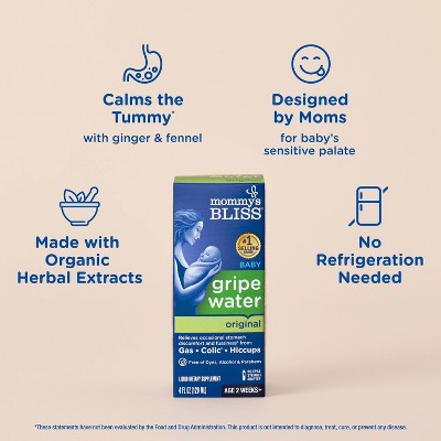 Mommy's Bliss Gripe Water for Babies with Gas, Colic or Stomach Discomfort - 4 fl oz