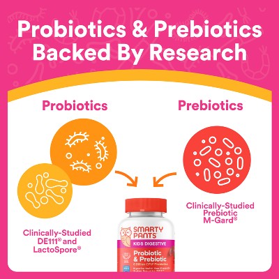 SmartyPants Kids Prebiotic & Probiotic Immunity & Digestive Health Gummy Vitamins - Strawberry Crème - 45 ct