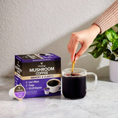 VitaCup Focus Mushroom Coffee Pods for Memory & Clarity Medium Roast Coffee - 32ct