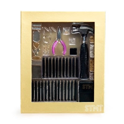 DIY Hand Stamped Metal Jewelry Kit - STMT: Aluminum & Steel Stamping Kit, Jewelry Craft Activity, 71 Pieces